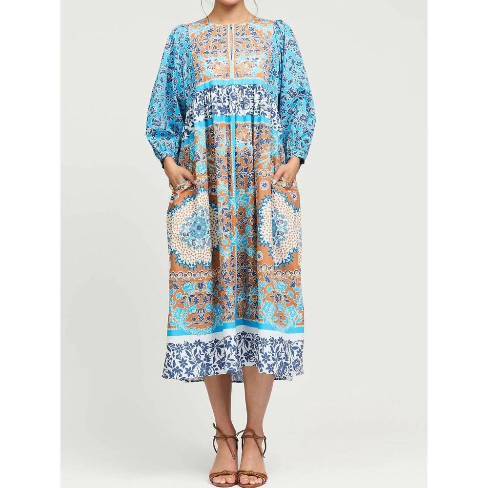 NEW CURRENT AIR boho patchwork print midi dress i… - image 1